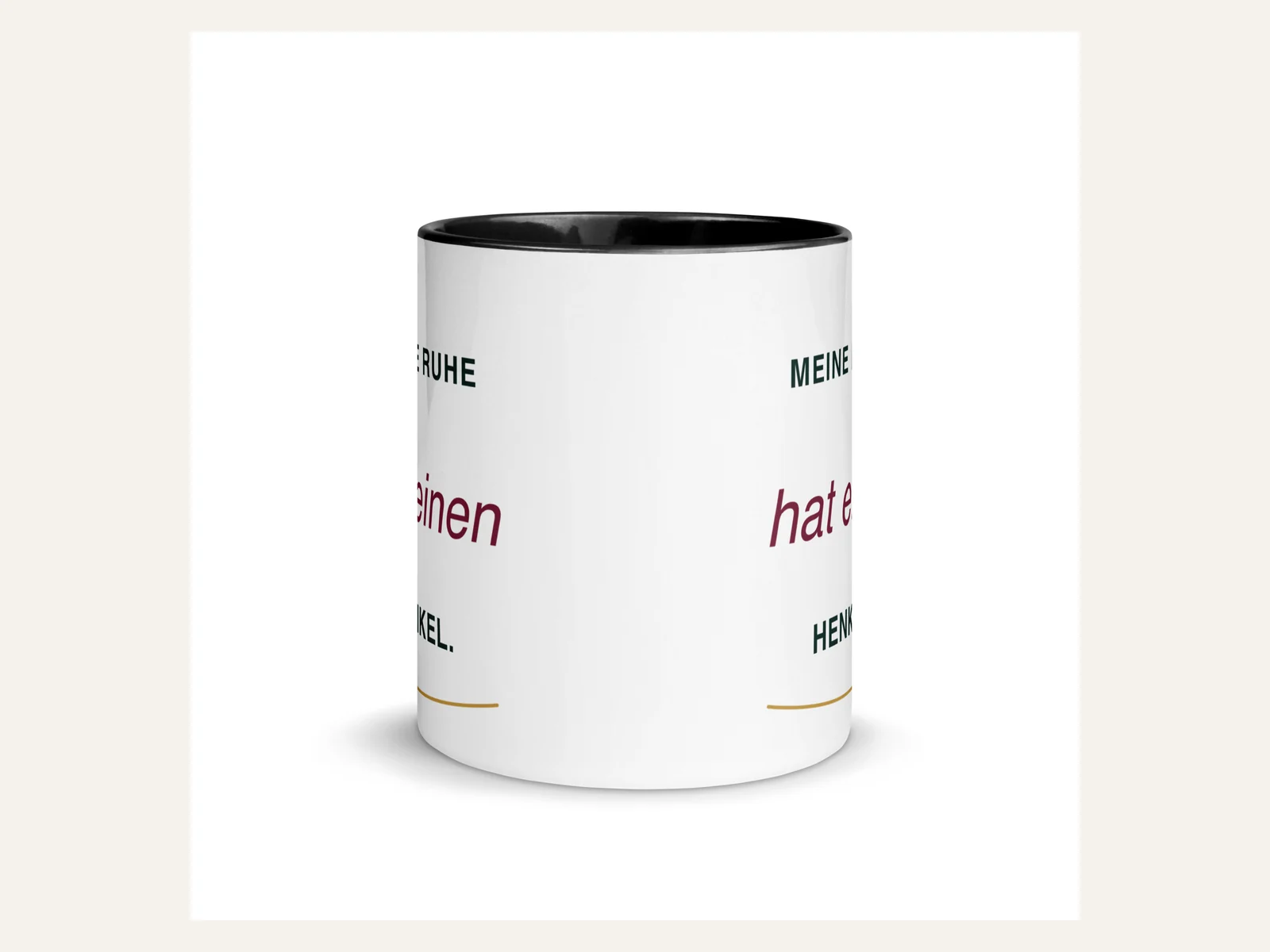 Meine Ruhe hat einen Henkel. – Keramiktasse in Schwarz – Produktansicht