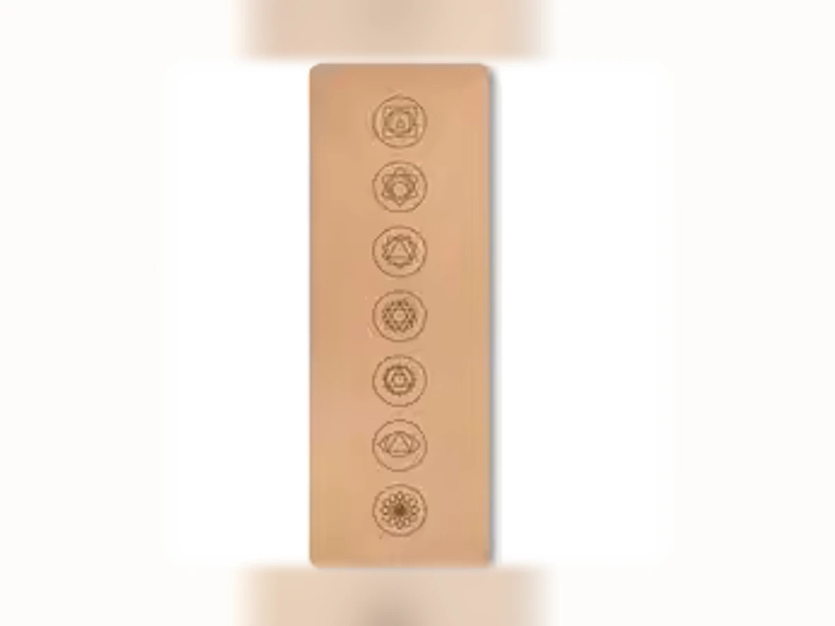 Naturfarbene Yogamatte mit dem Design Chakra-Kreise