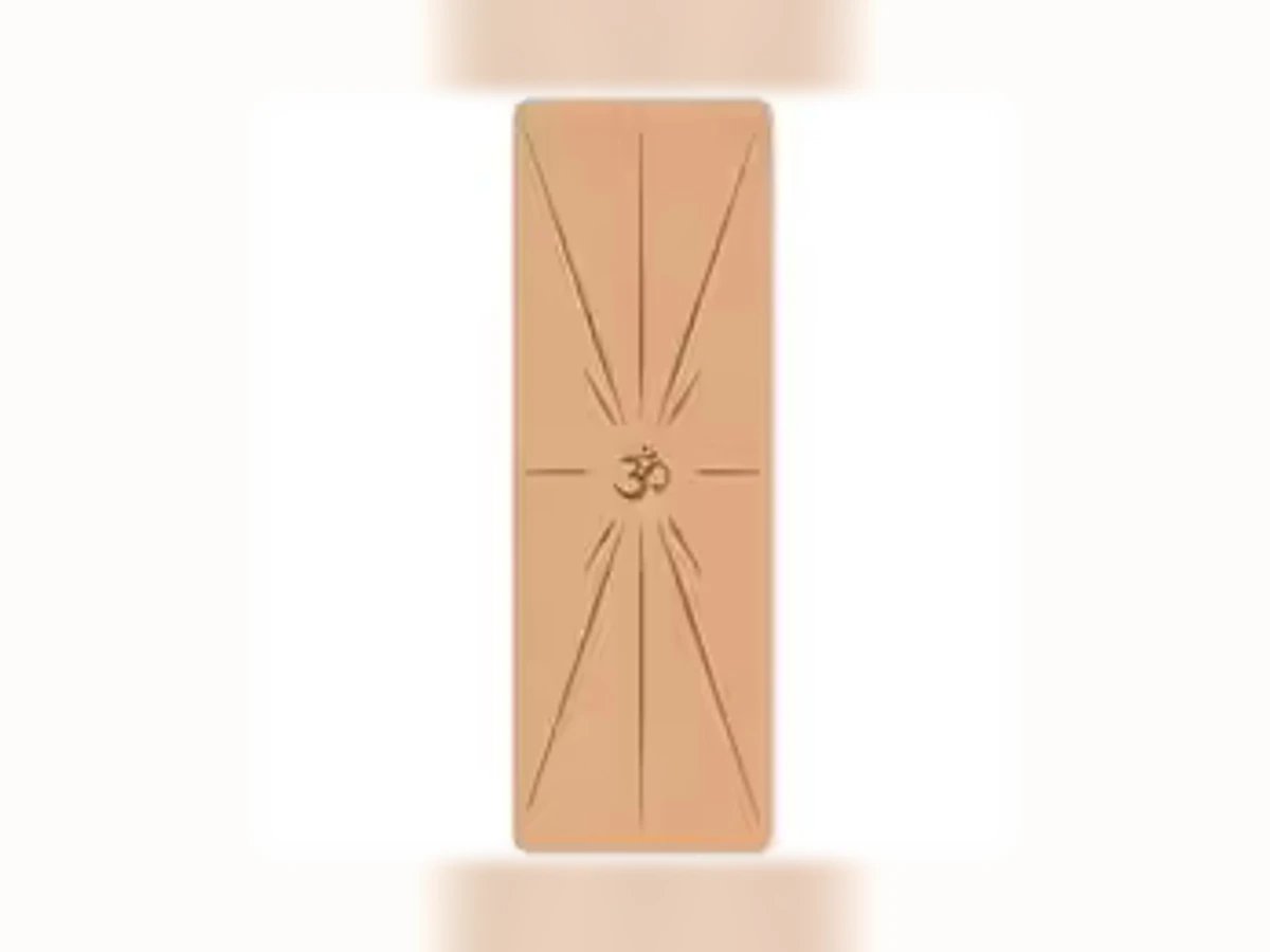 Naturfarbene Yogamatte mit dem Design Om & Linien