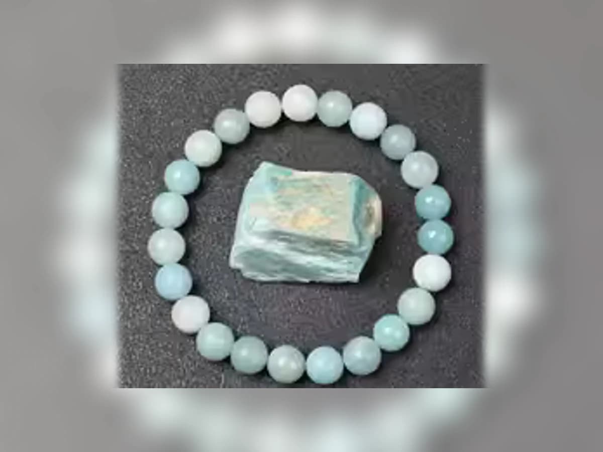 Amazonit-Natursteinarmband Meeresruhe in Aquablau und milchigem Weiß