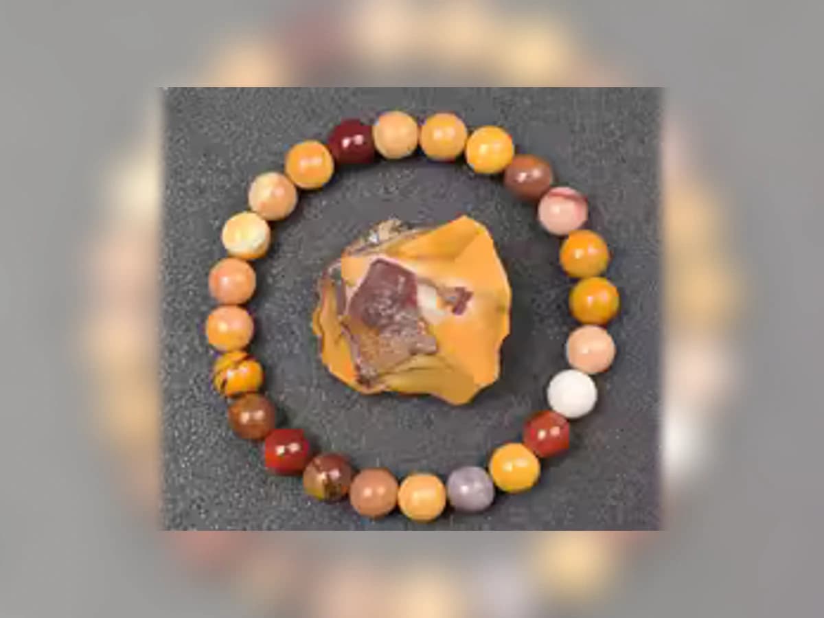 Dottergelber Naturstein-Natursteinarmband in der Ausführung Erde