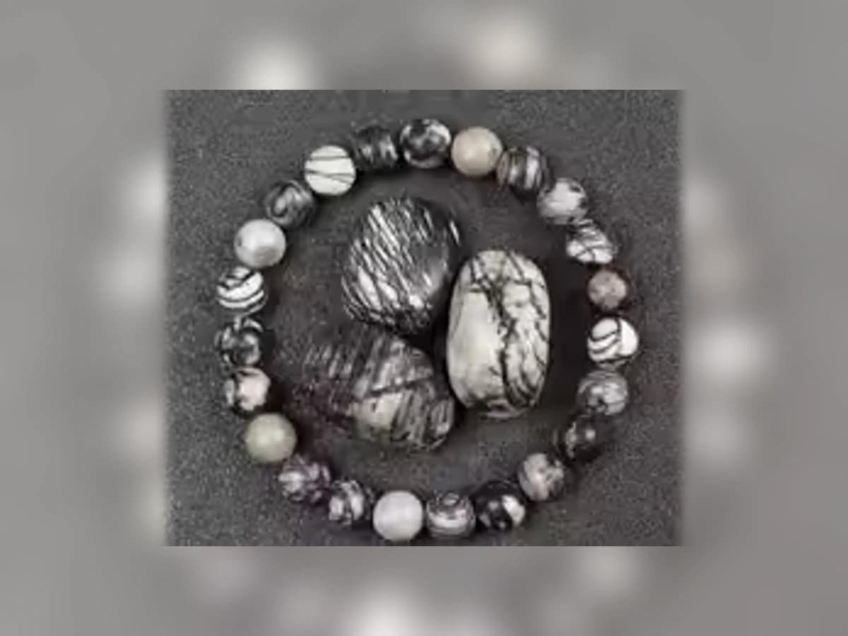 Schwarzer Picasso-Jaspis-Natursteinarmband in der Ausführung Erde