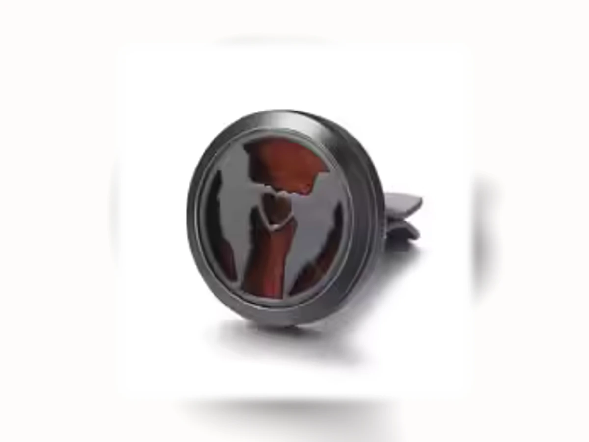 Schwarzer runder Aromatherapie-Autoclip mit Motiv Katze Rot