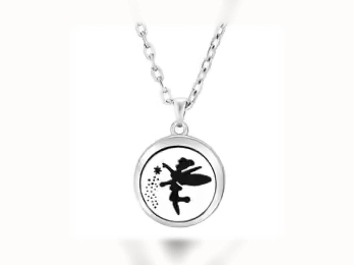 Silberfarbene Aromatherapie-Halskette mit Motiv Fee