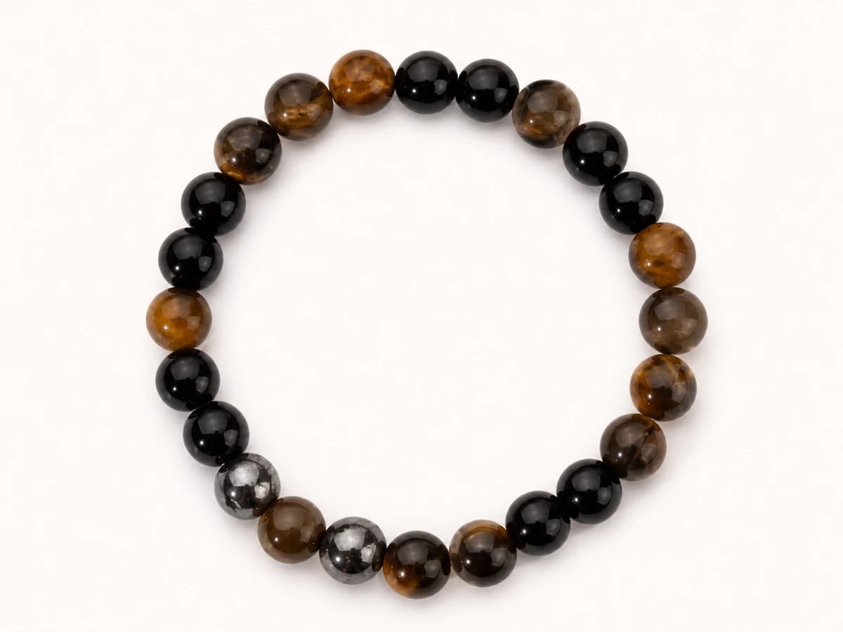 Mehrfarbiges Natursteinarmband Dunkle Balance