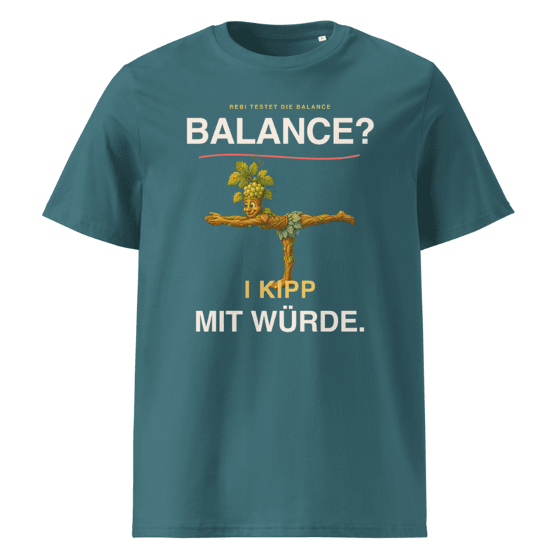 Rebi T-Shirt – Balance? I kipp mit Würde. in Stargazer als Printful-Produktansicht