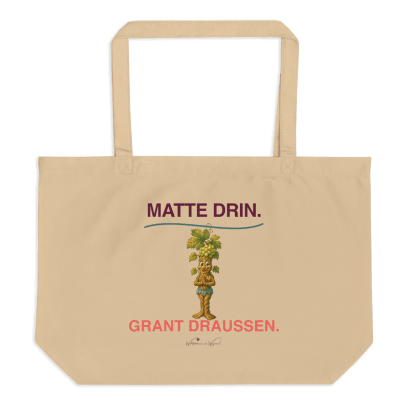 Rebi Bio-Tragetasche – Matte drin. Grant draußen. als Printful-Produktansicht