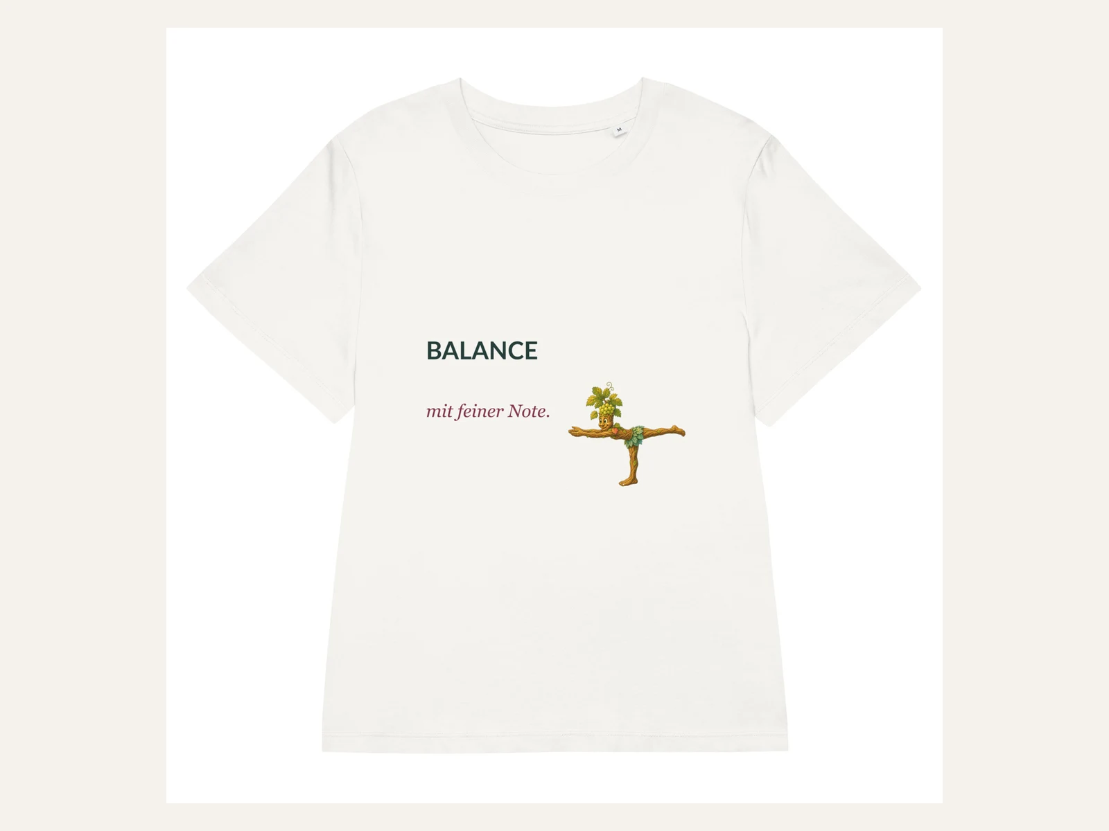 Balance mit feiner Note. Rebi Damen Bio-Shirt in Naturweiß: Vorderansicht