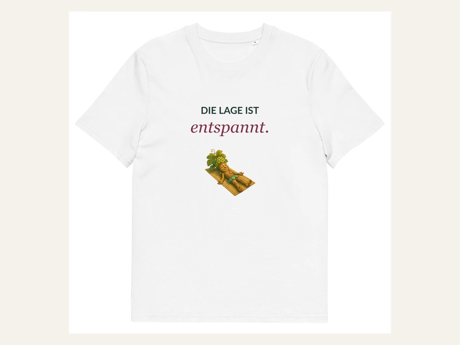 Die Lage ist entspannt. Rebi Herren Bio-Shirt in Weiß: Vorderansicht