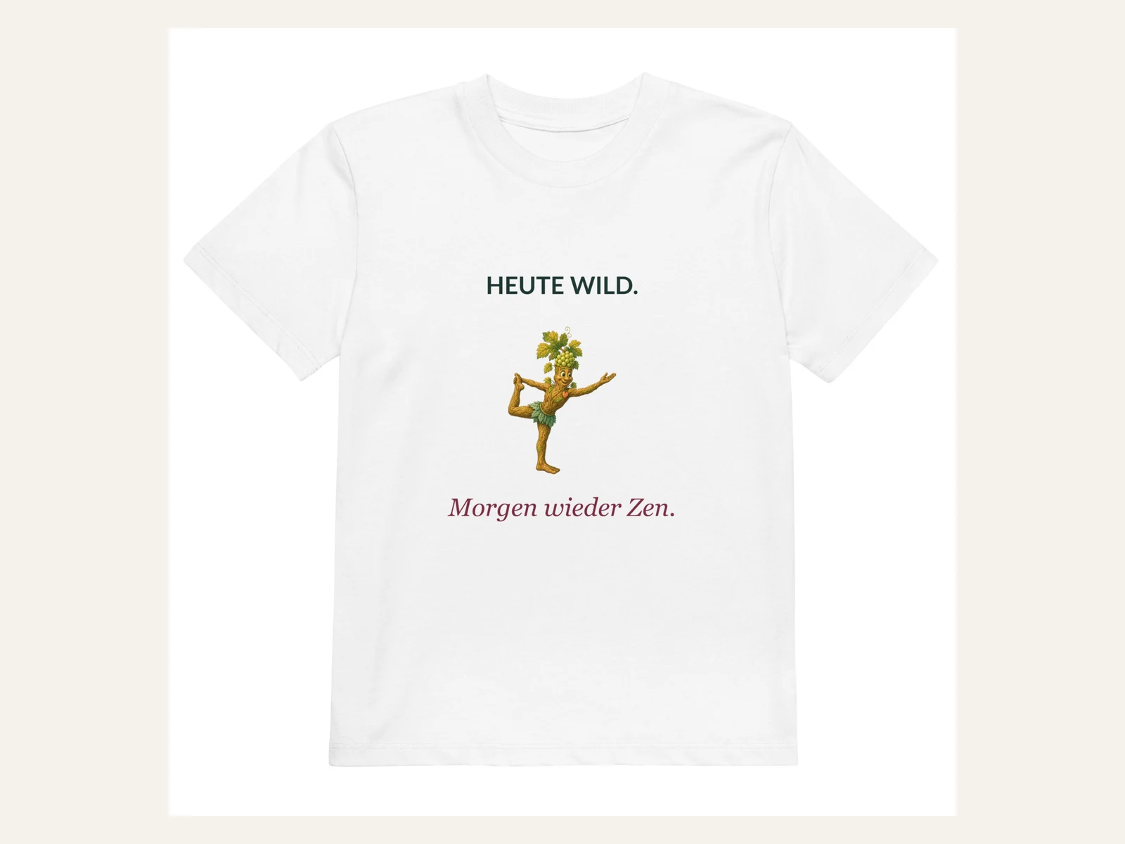 Heute wild. Morgen wieder Zen. Rebi Kinder Bio-Shirt in Weiß: Vorderansicht