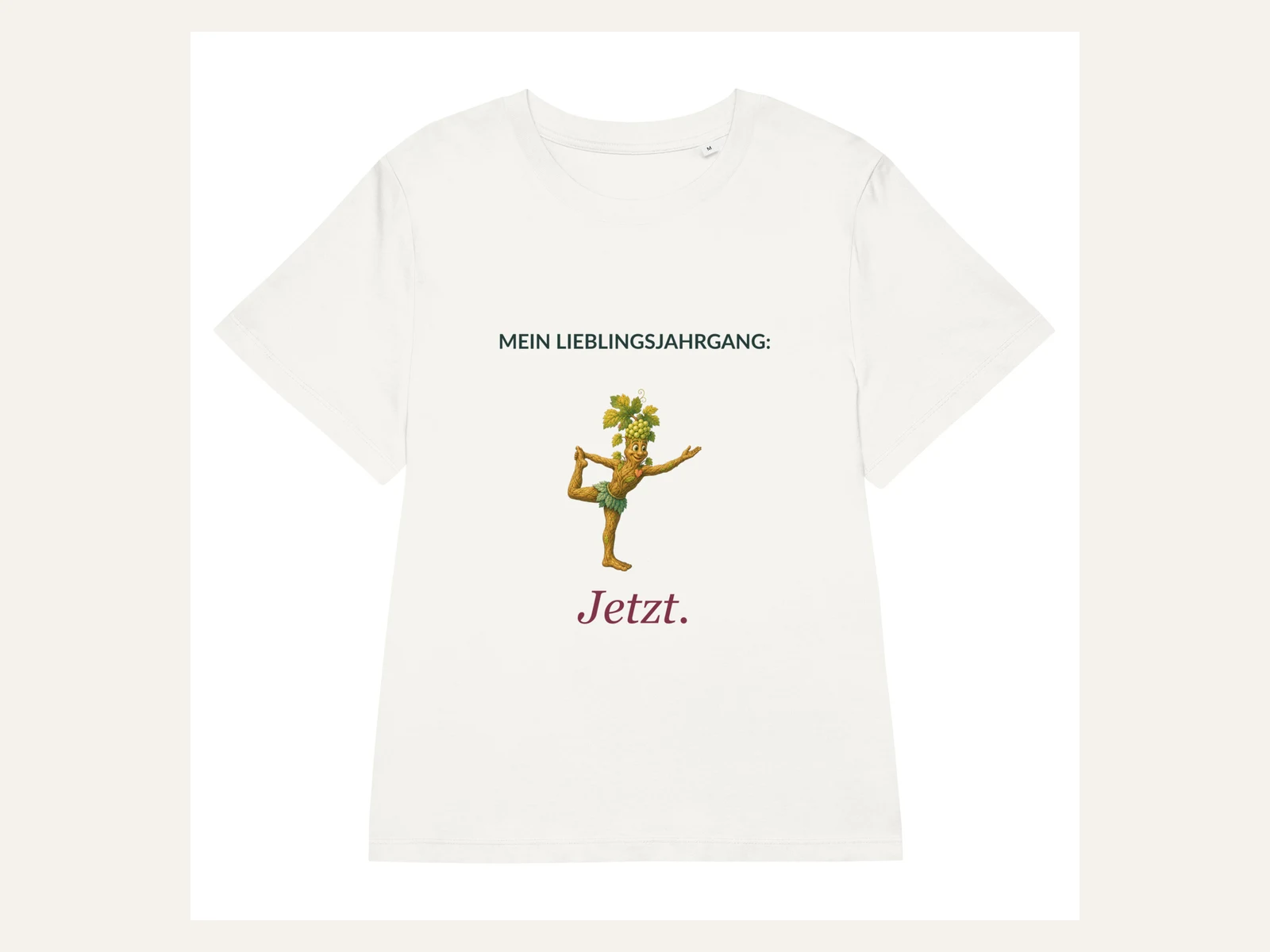 Mein Lieblingsjahrgang: Jetzt. Rebi Damen Bio-Shirt in Naturweiß: Vorderansicht