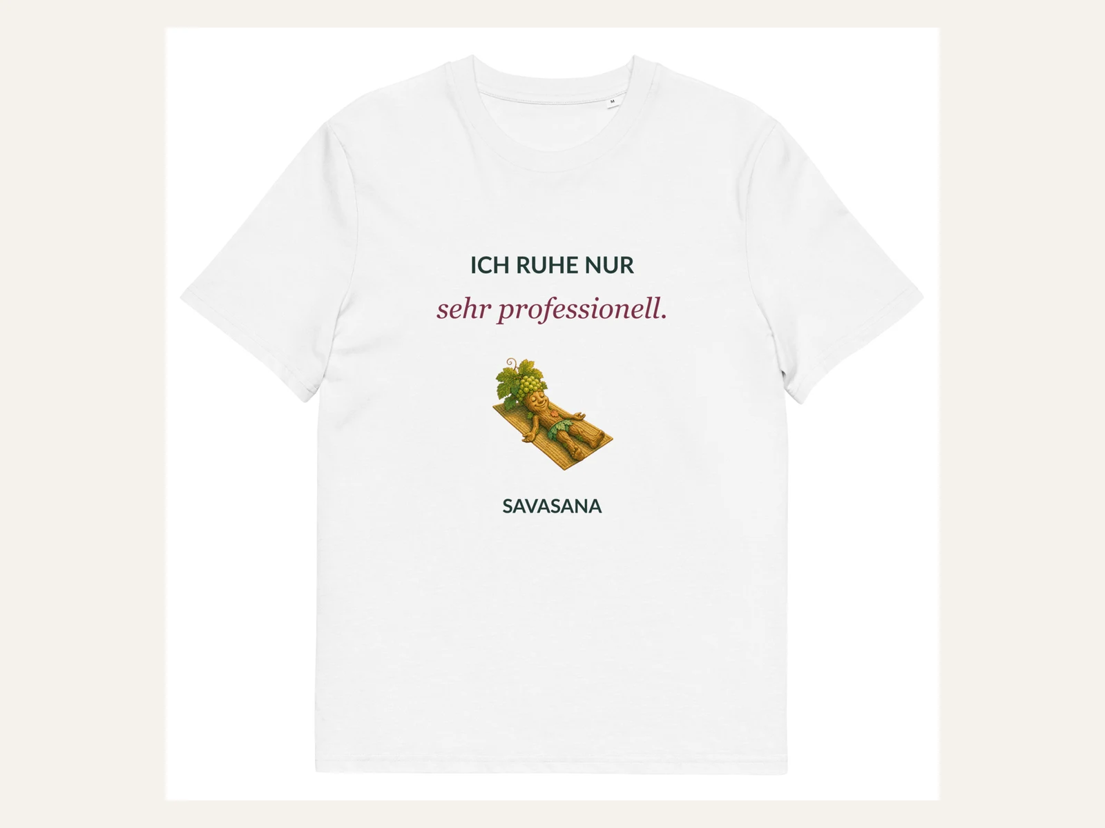 Ich ruhe nur sehr professionell. Rebi Unisex Bio-Shirt in Weiß: Vorderansicht