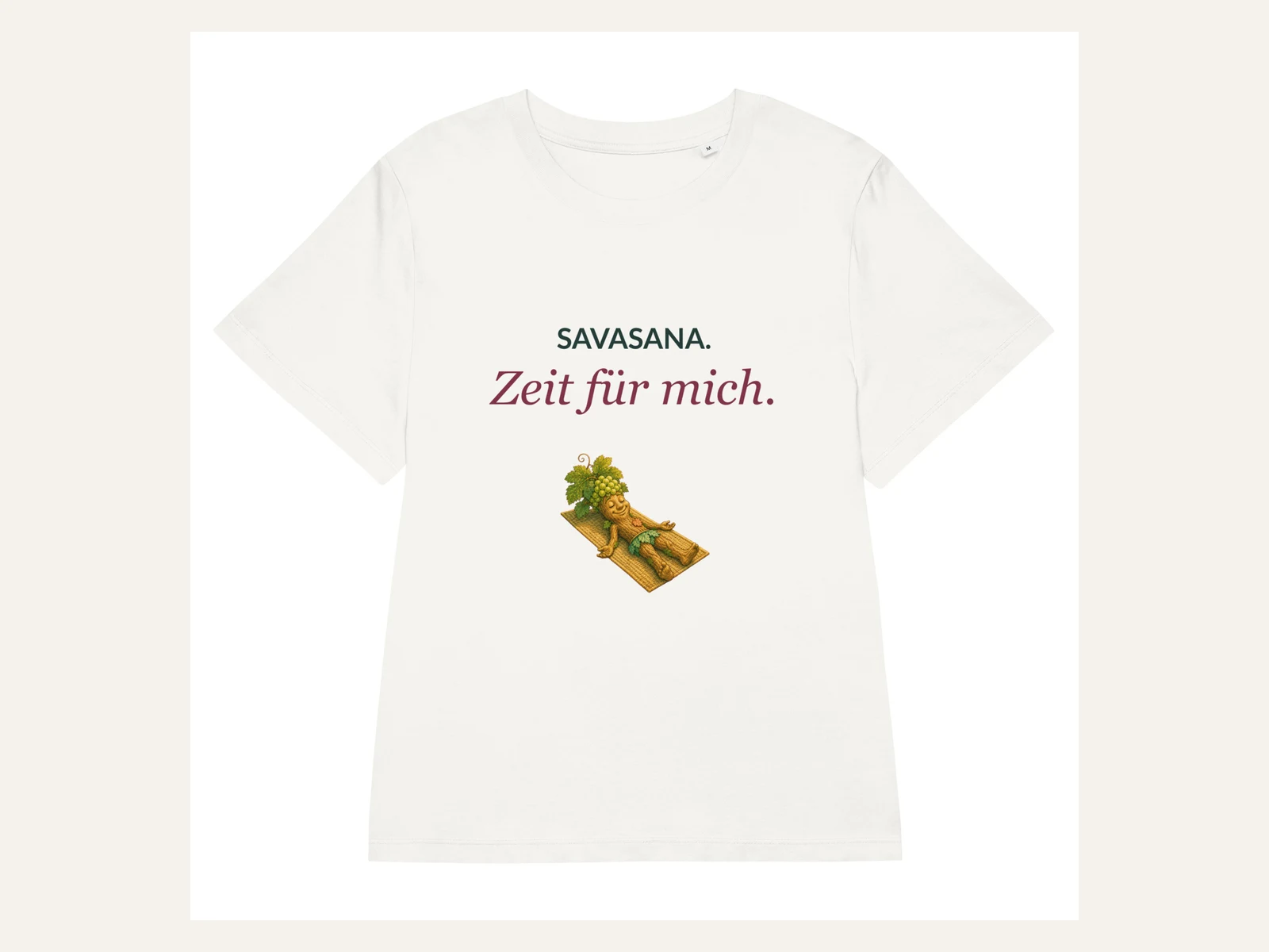 Savasana. Zeit für mich. Rebi Damen Bio-Shirt in Naturweiß: Vorderansicht