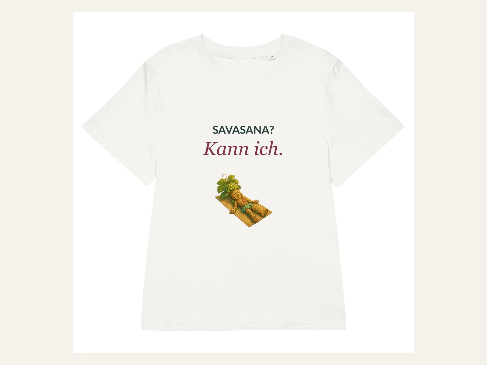 Savasana? Kann ich. Rebi Damen Bio-Shirt in Naturweiß: Vorderansicht