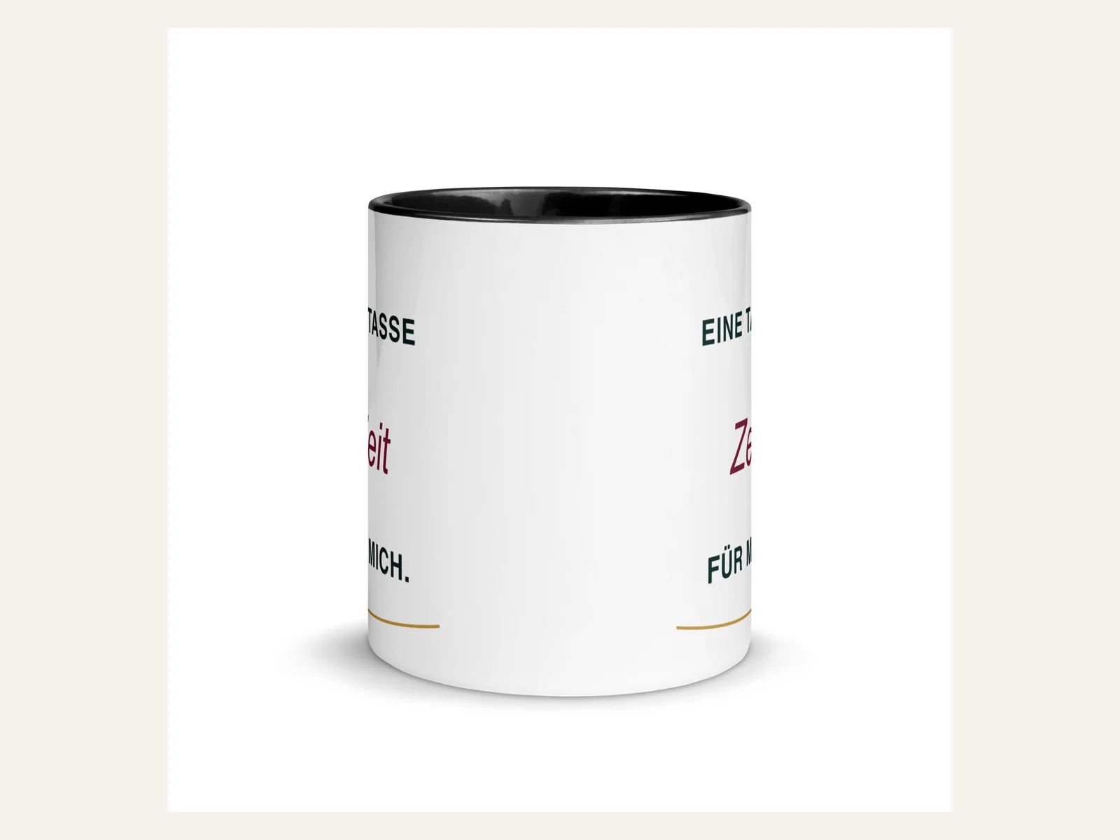 Eine Tasse Zeit für mich. – Keramiktasse in Schwarz – Produktansicht