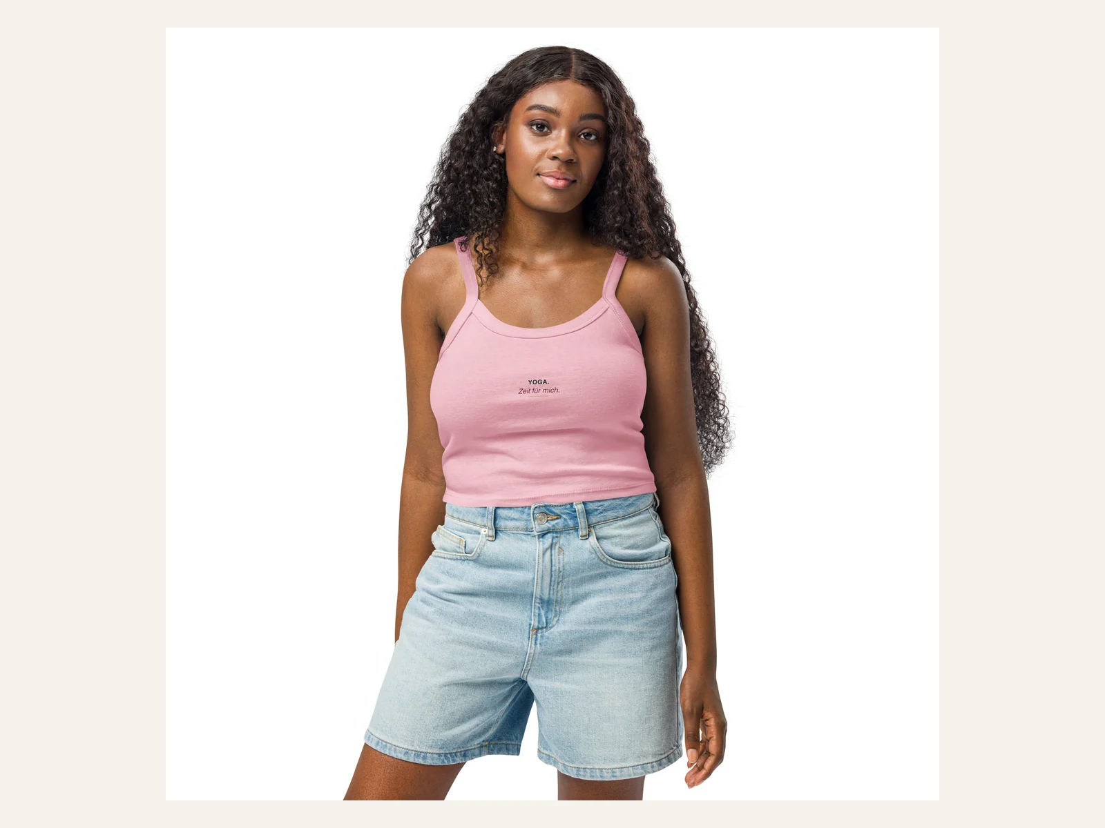 Yoga. Zeit für mich. – Damen Tanktop in Solid White Blend – Damen-Modelansicht