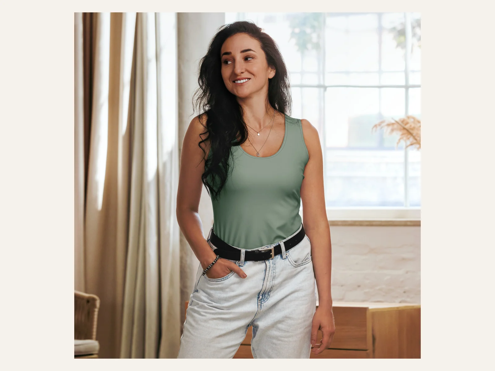 Premium Basic – Damen Tanktop in Salbei – Produktansicht