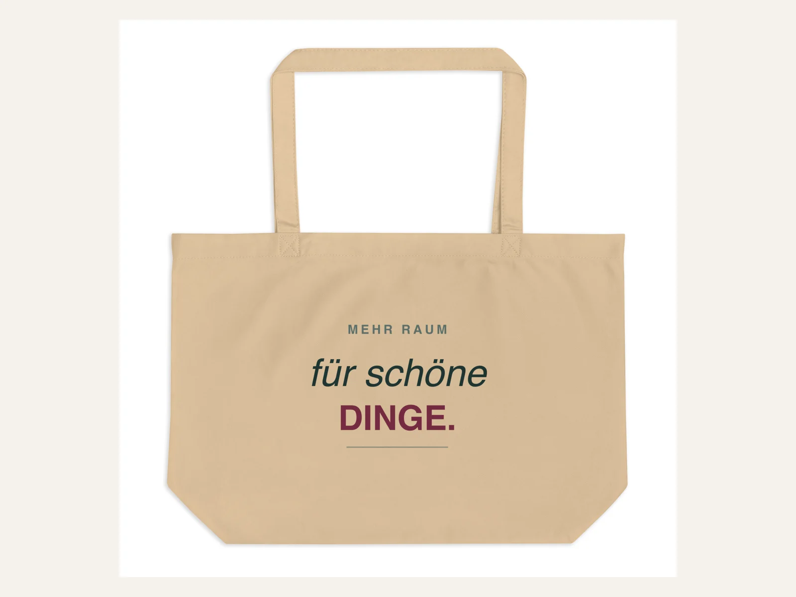 Mehr Raum für schöne Dinge. – Große Bio-Tragetasche in Natur – Produktansicht